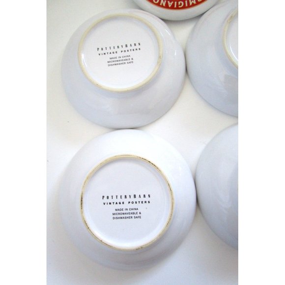 Pottery Barn Parmigiano Olio D'Oliva Bowl Set "Vintage Posters" Dip 4 Bowl/1 Lid - Picture 10 of 15